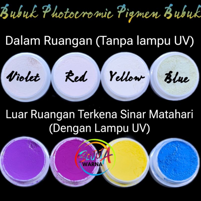 

BUBUK PHOTOCROMIC UV PIGMEN BUBUK RED GRAPES PURPLE PIGMEN BERUBAH WARNA 1GR