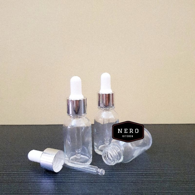 Botol Pipet Kaca Bening 15ml / Botol Serum / Botol Dropper Kaca Bening / Botol Essence Oil / Botol m