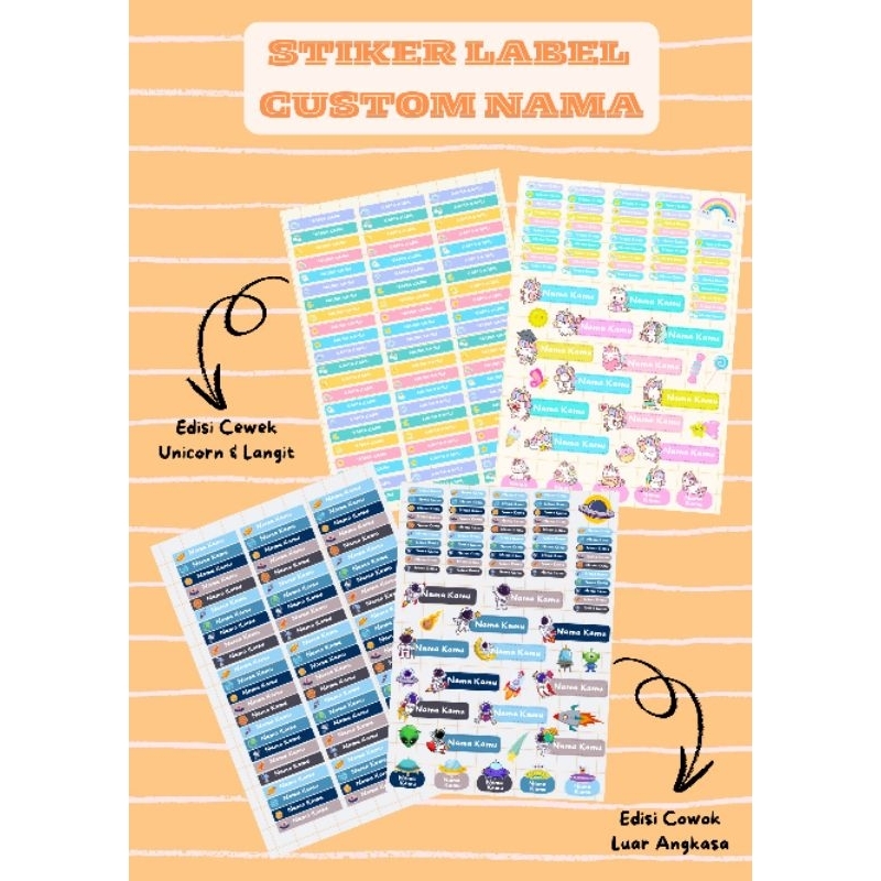 

Stiker Label Custom Nama waterproff || Label buku anak || nama anak || label alat tulis anak