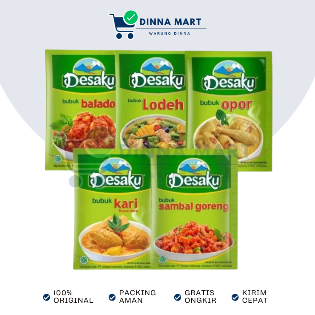 

Desaku Bumbu Instan & Bubuk Dapur Balado, Gulai, Kari, Opor, Lodeh, Sambal Goreng, Marinasi, Ketumbar, Kunyit, Bawang Putih, Cabe