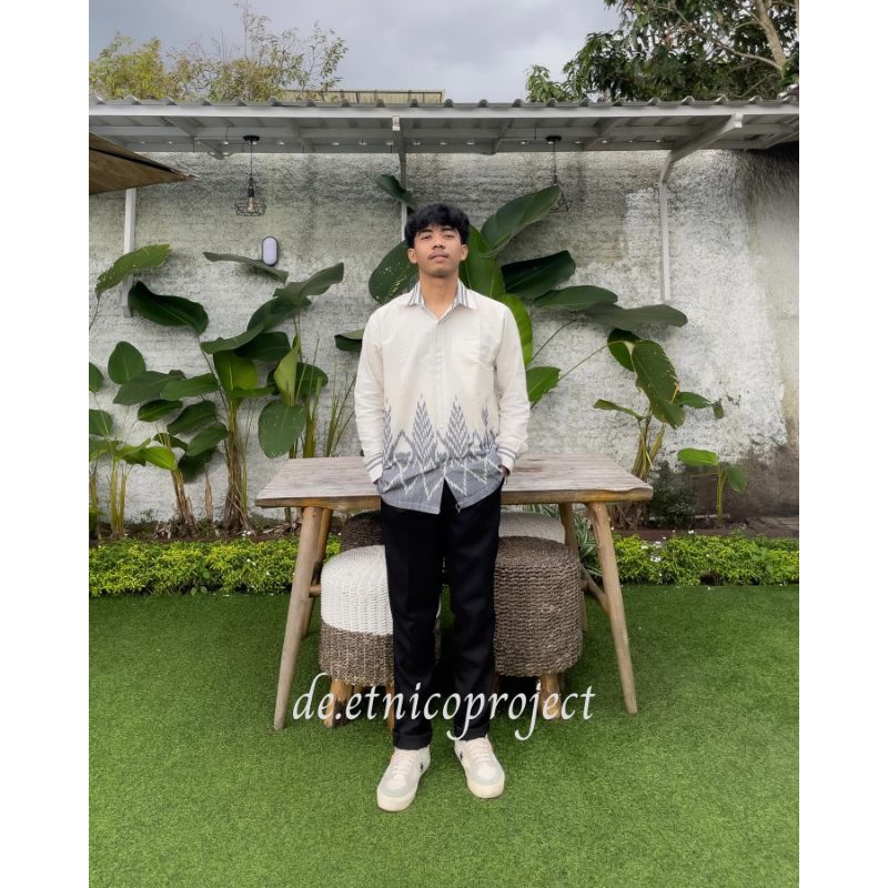 kemeja tenun pria lengan panjang / kemeja batik pria lengan panjang / kemeja tenun blangket pria len