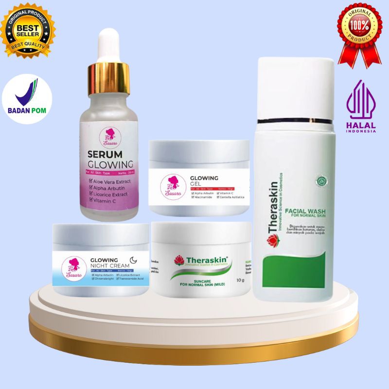 THERASKIN GLOWING (SERUM GLOWING) PAKET ISI 5 TANPA TONER DOUBLE GLOWING EXPRESS