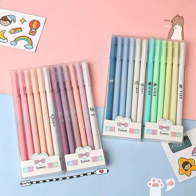 

Pulpen Morandi Set 6pcs 1 Set 6pcs Pulpen Gel Aesthetic Polos Warna Pastel Matte 0,5 mm