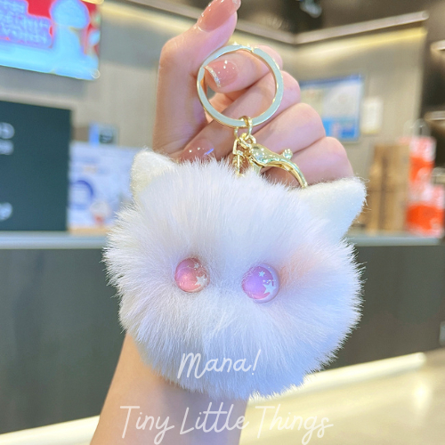 [Mana] Gantungan Kunci Unik Keychain Motif Kucing Berbulu || Keychain Menarik Untuk Tas Kerja Laptop
