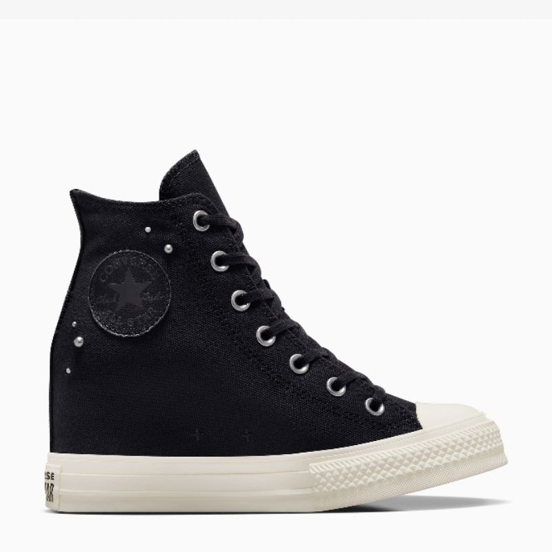 Sepatu Sneakers Converse Chuck WEDGE HI PLATFORM Black WHITE