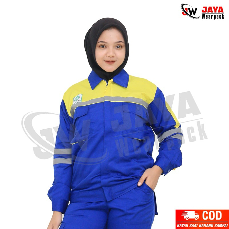 WEARPACK SAFETY ATASAN BIRU BENHUR KOMBINASI KUNING