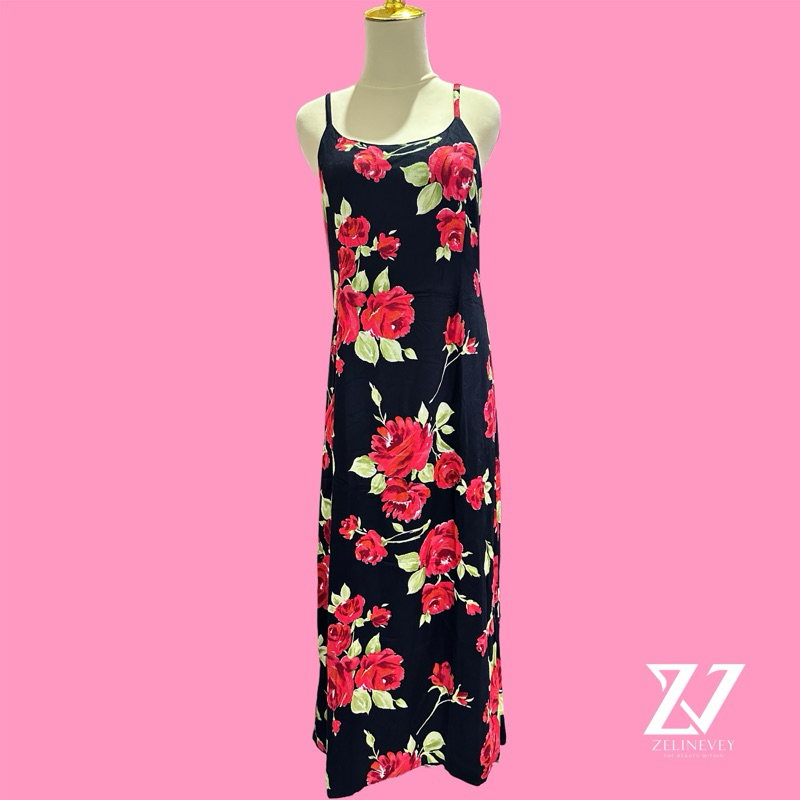 NEW Women’s Maxi Dress LAURA ASHLEY Authentic Schiffon Sleeveless Floral Red Black