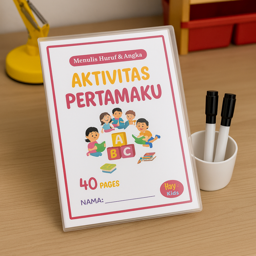 Buku Edukasi Anak Worksheet Wipe & Clean PAUD 3–5 Tahun – Belajar Menulis Huruf & Angka, Membaca & B