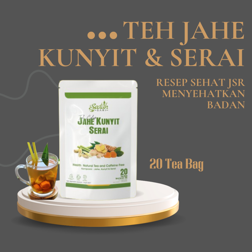 

Seduh Sari | Ultimate Jahe Kunyit Serai | Teh Rimpang Teh Kunyit Jahe Sereh| Ramuan JSR Zaidul Akbar | Isi 20 Teh Celup