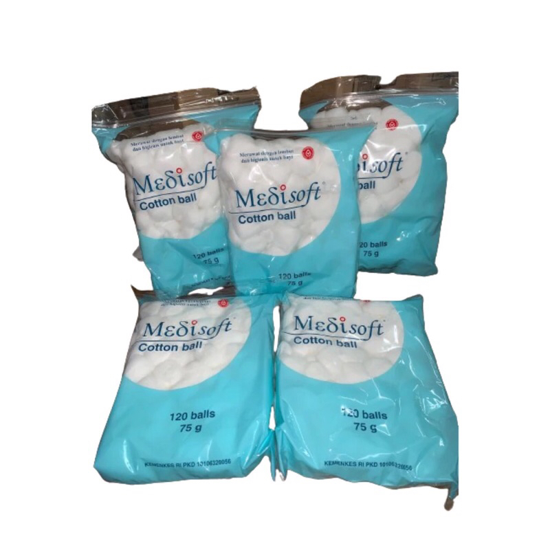 [ISI 5] MEDISOFT - 5 BUNGKUS MEDISOFT KAPAS BULAT BIRU 75GR PAKET HEMAT PAKET GROSIR | KAPAS BAYI Ka