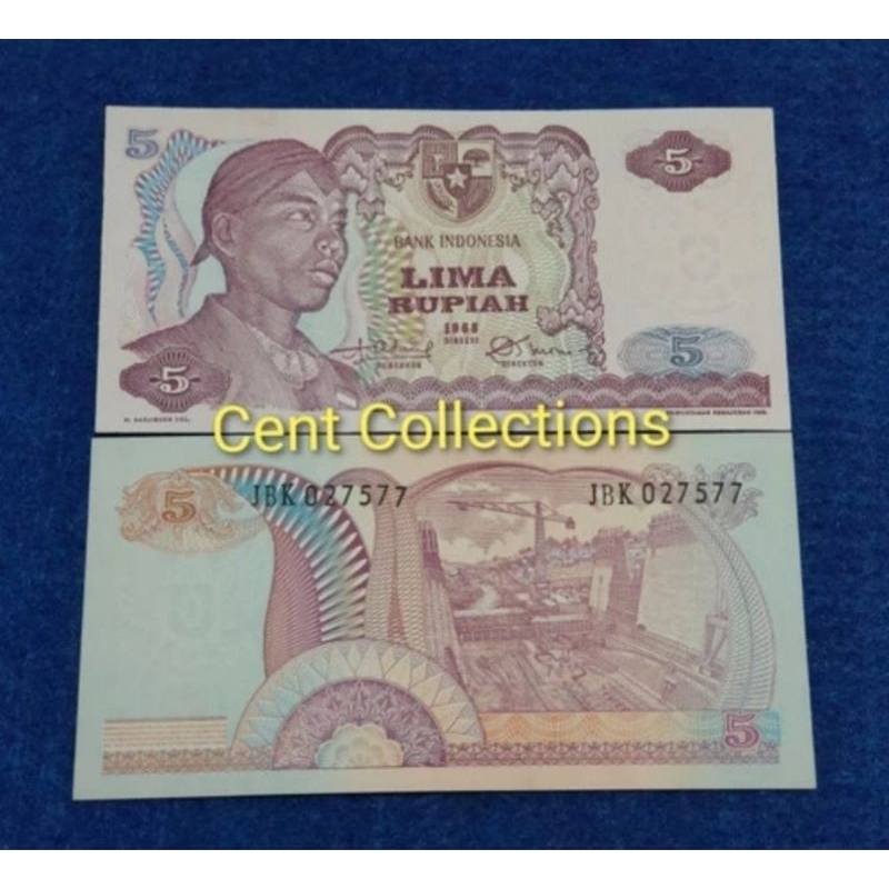 uang kuno lima rupiah sudirman. 5 rupiah seri sudirman tahun 1968
