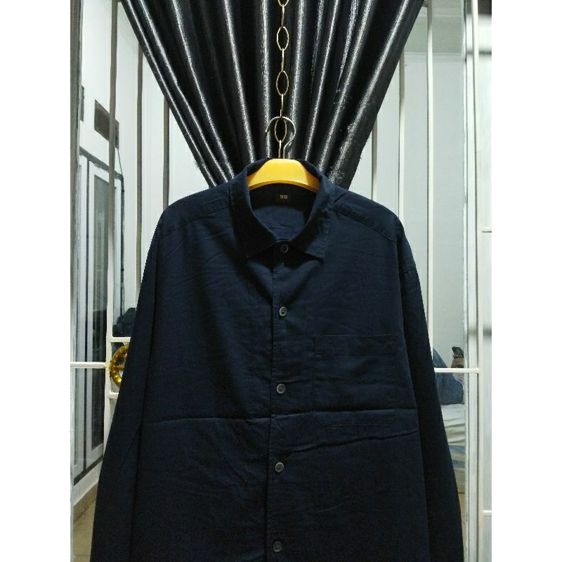kemeja uniqlo boxy lengan panjang pria XXL