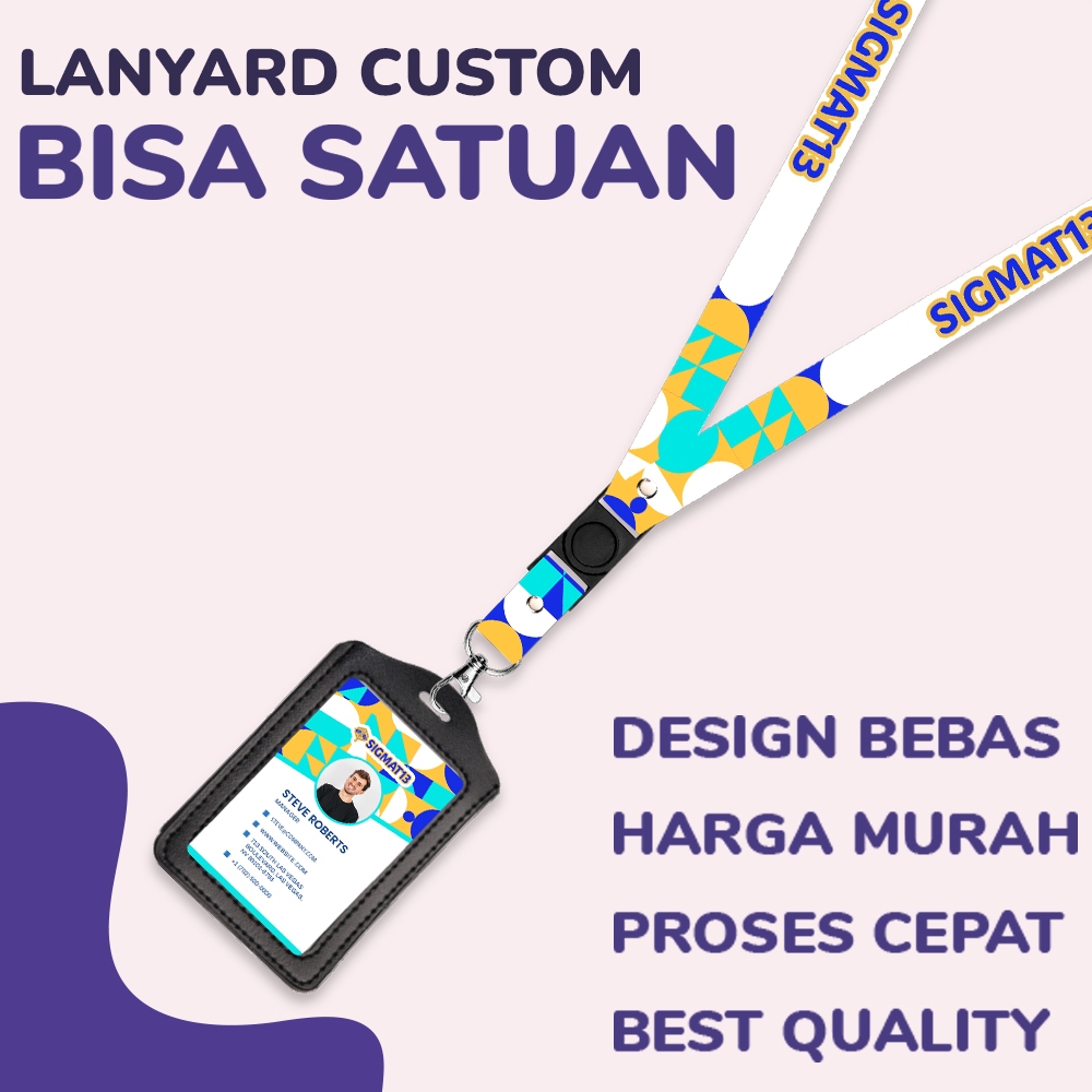 

[CUSTOM SATUAN] Paket Lanyard Custom +Card + Holder Kulit Satuan Printing 2 Sisi ukuran 2 cm Murah