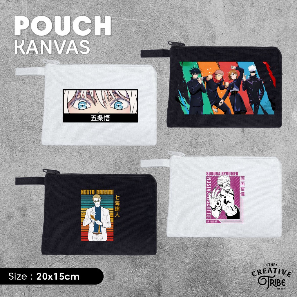 

Jujutsu Kaisen - Pouch Kanvas 20x15cm - Tempat Pensil Kain Tas Make Up Sekolah Kantor Sablon DTF