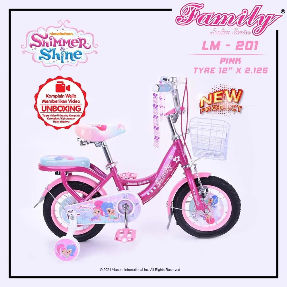 Sepeda Anak Perempuan Family 12 Inch LM-201 Shimmer Shine Edition