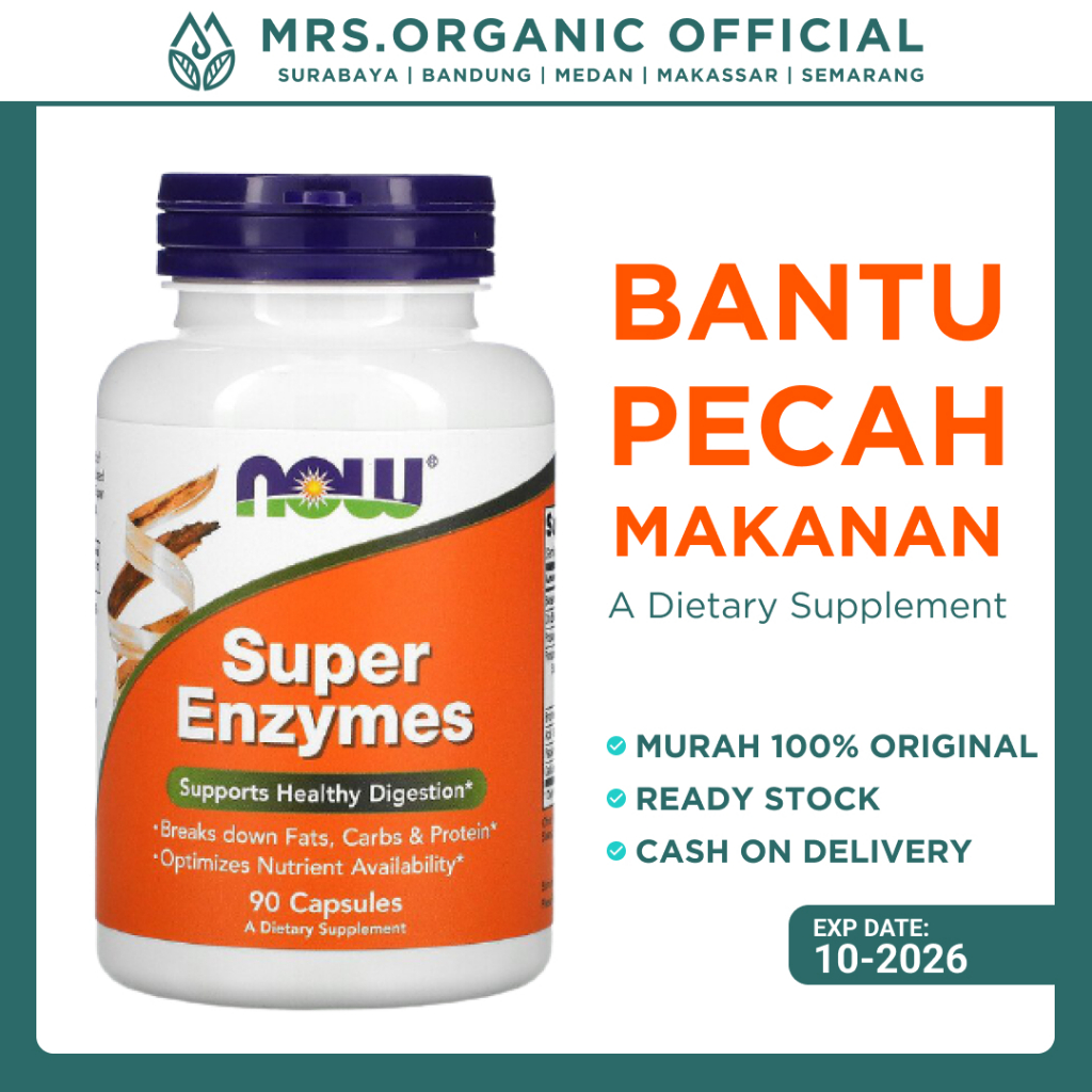 Suplemen Vitamin Now Super Enzymes 90 Capsules - Kesehatan Pencernaan Enzim Probiotik
