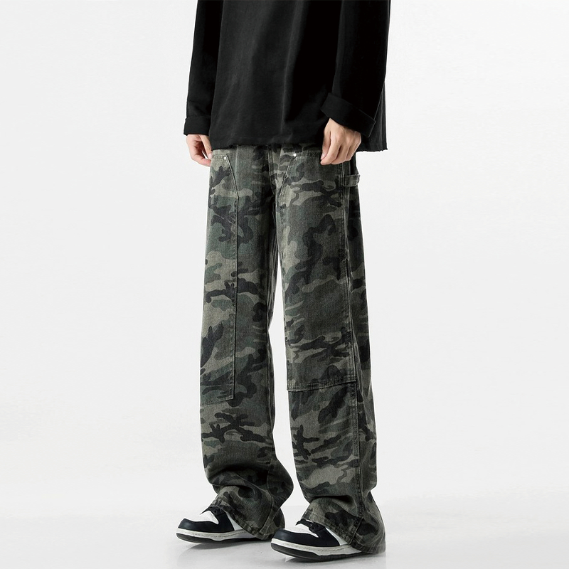 Celana cargo panjang pria Hijau Army baggy pants straight dewasa cowok casual korean style