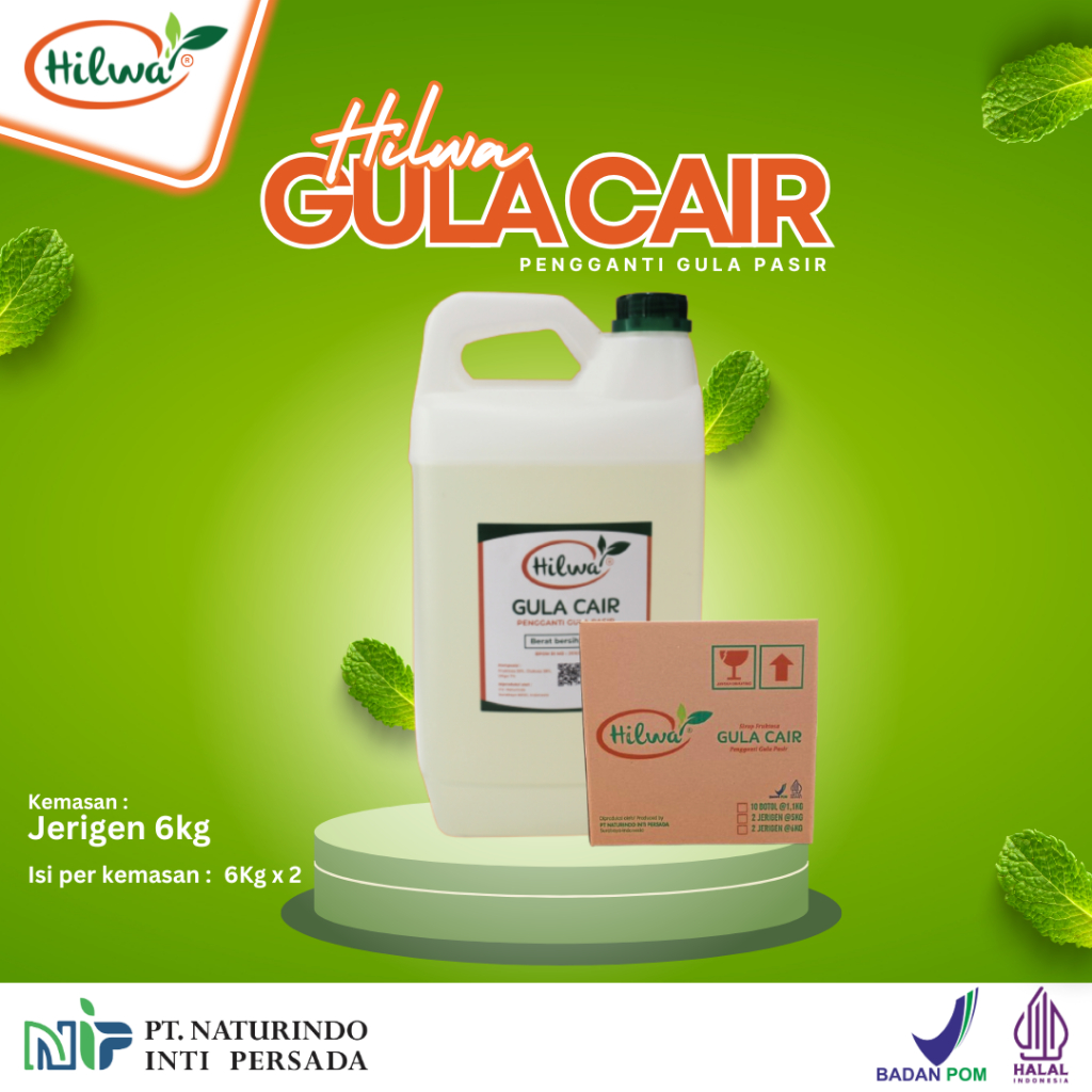 

Hilwa 1 Dus/Karton Gula Cair Fruktosa Alami Rendah Kalori 6 Kg Premium (2 Jerigen X 6Kg)