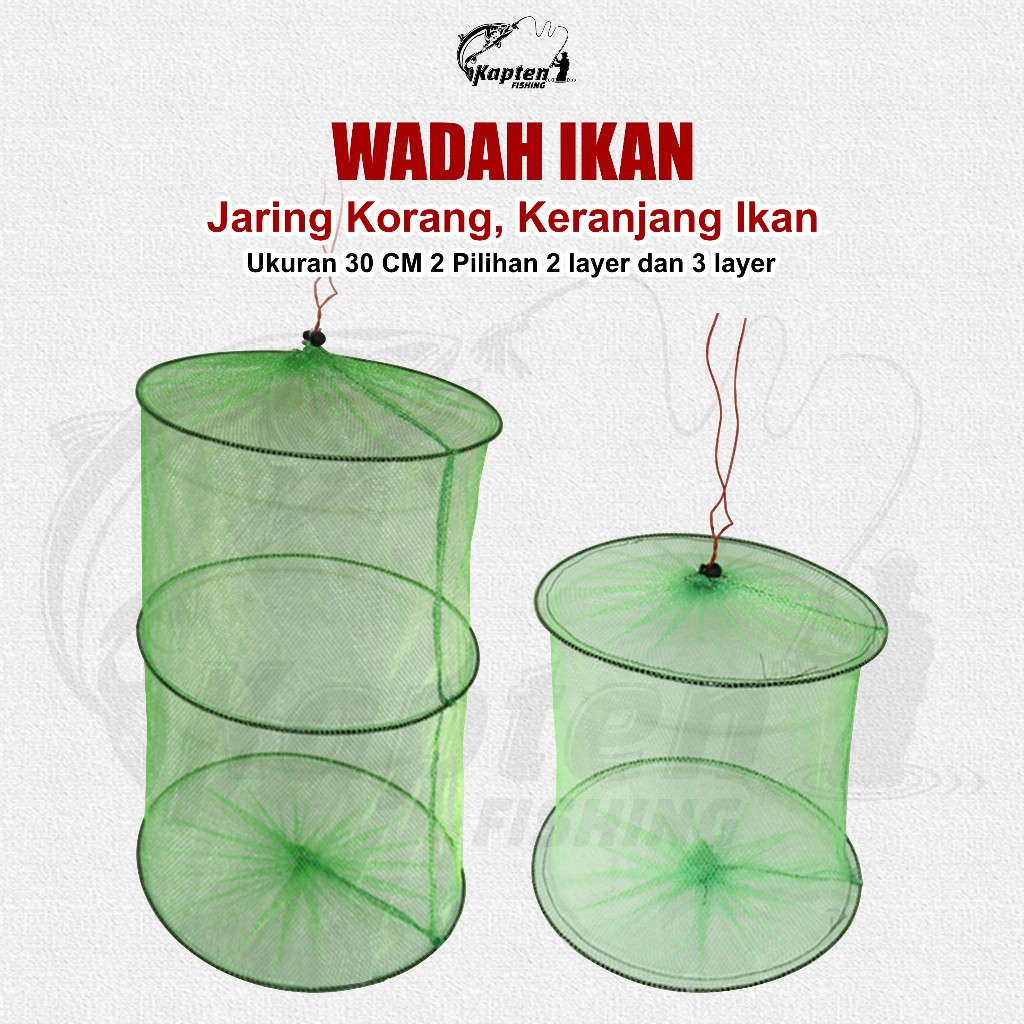 KaptenFishing Jaring Korang Wadah ikan 2&3 Layer tempat Ikan bubu bulat Wadah Ikan
