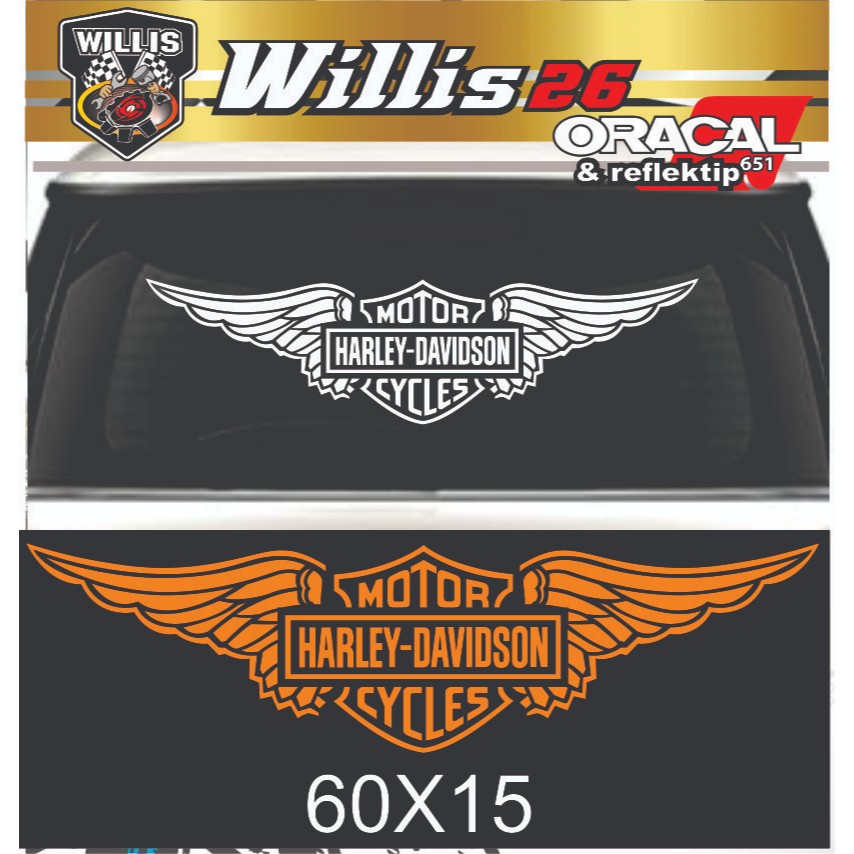Stiker Sayap Harley Davidson kaca belakang mobil