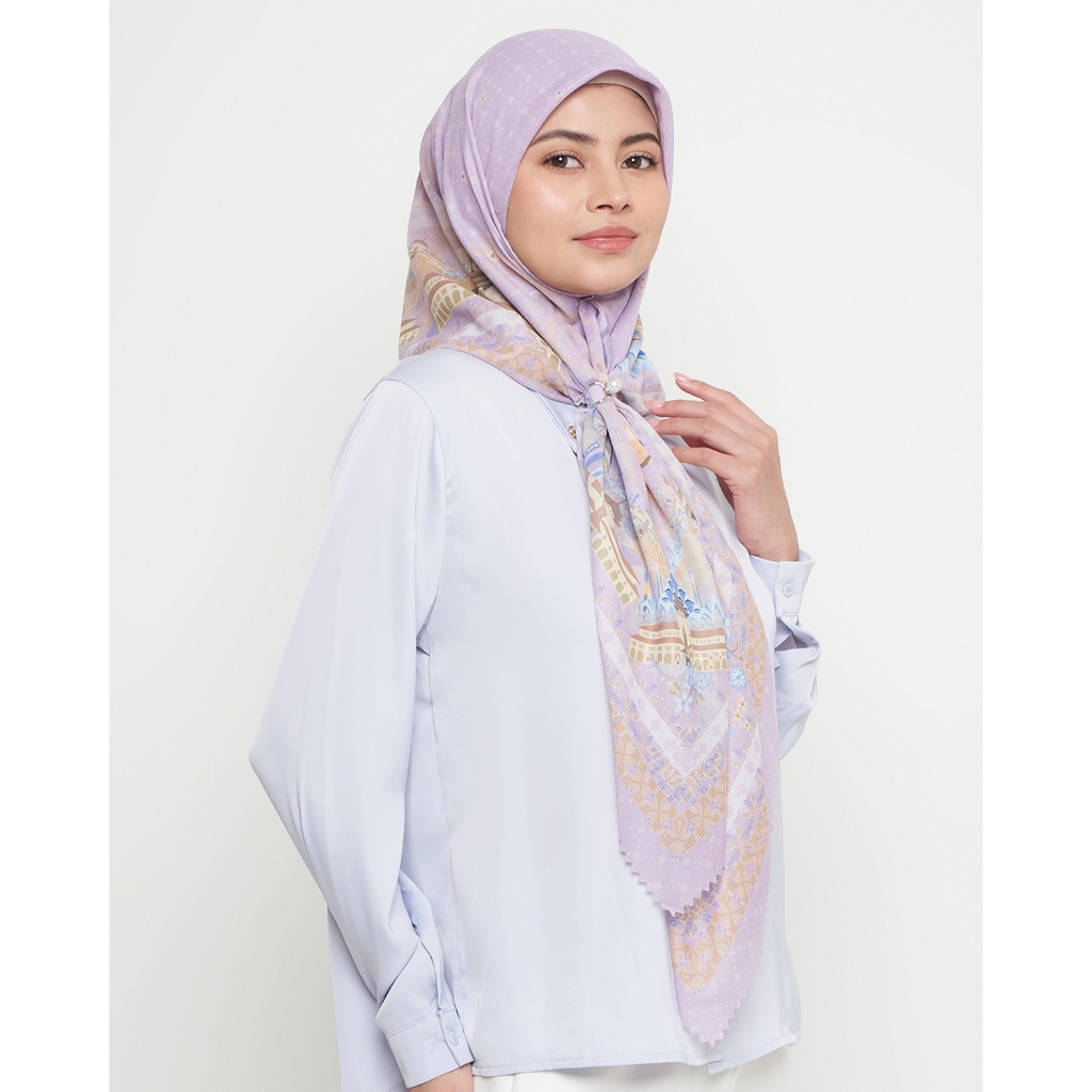 MIERTO SCARVES - Bandung Parahyangan Series Hijab Segi Empat - Misty Rose Sage 115cm x115cm