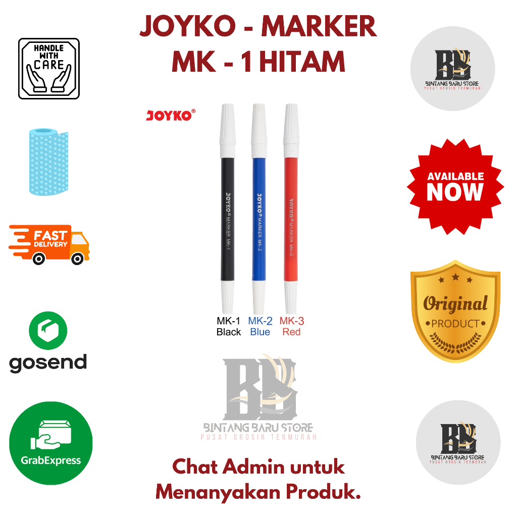 

[HARGA 1 LUSIN] JOYKO - SPIDOL PENANDA / MARKER MK - 1 HITAM