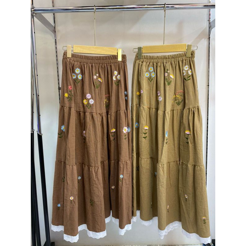 Rok bunga bordir bawah