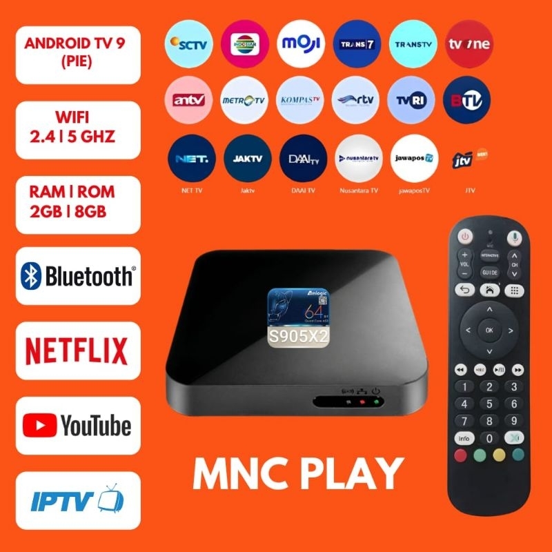 STB ANDROID BOX MNC PLAY VISI0N PLUS PLAYB0X UNLOCK FULLSET SIAP PAKAI