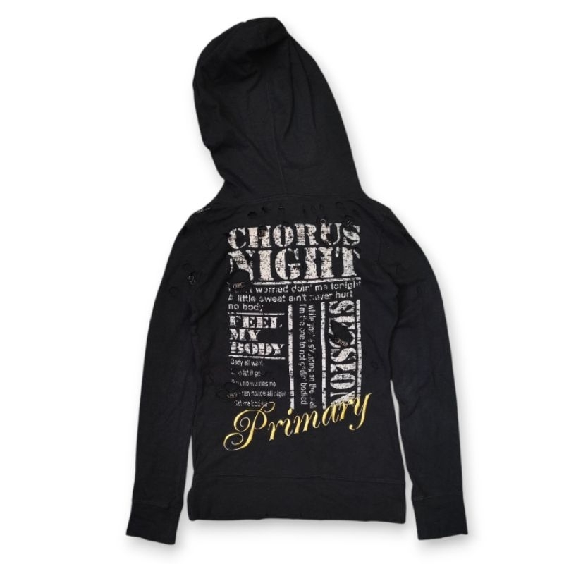 Heaven and Earth y2k Punk Destroyed With Ring Hoodie