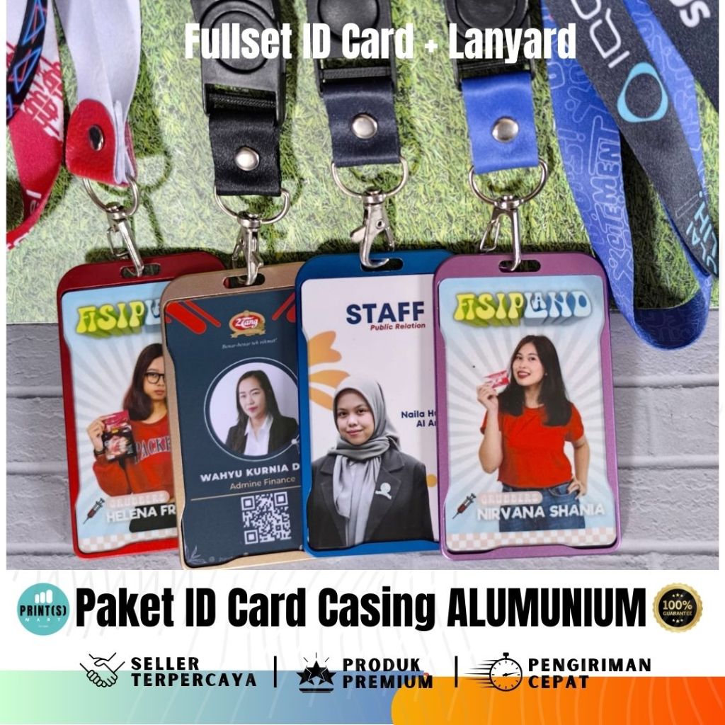 

Lanyard ID Card Casing Alumunium exclusive 2 sisi bisa isi 2 kartu. Casing Kuat anti patah.
