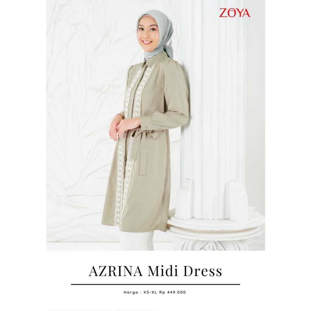 Zoya AZRINA Midi Dress - Bahan Premium Dobby Polyester-Busui Friendly