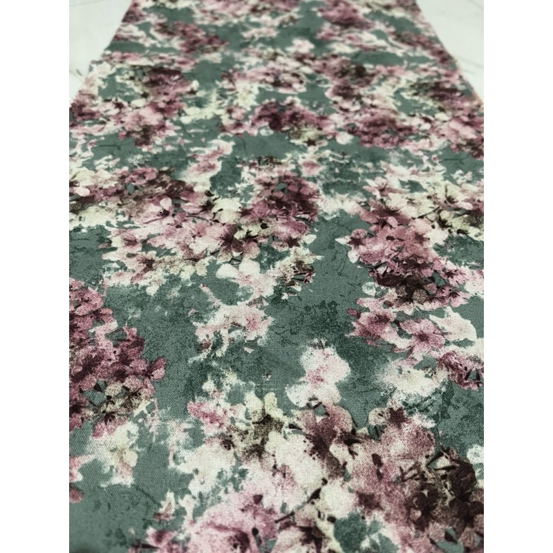 Kain Textile Rayon Viscose Motif Bunga Abstrak | Harga Tertera Per 0.5 m