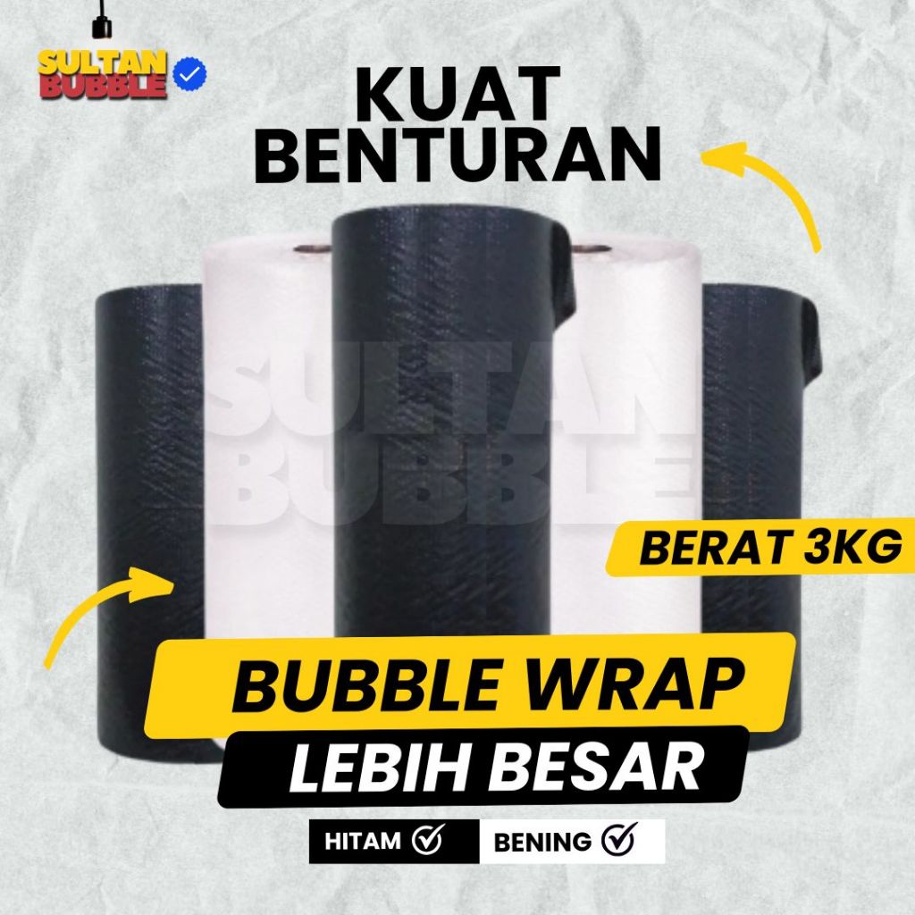 

Bubble Wrap Roll 120x50 meter Bening/Hitam 3kg Lebar 125cm Panjang 50meter Bubble Tebal Tanpa Core Lentur Kualitas Baik Premium Gratis Ongkir