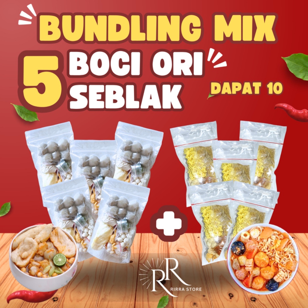 

10 MIX BUNDLING 5 BASO ACI ORI, 5 SEBLAK INSTAN Kuah Kaldu Hotpot Instan