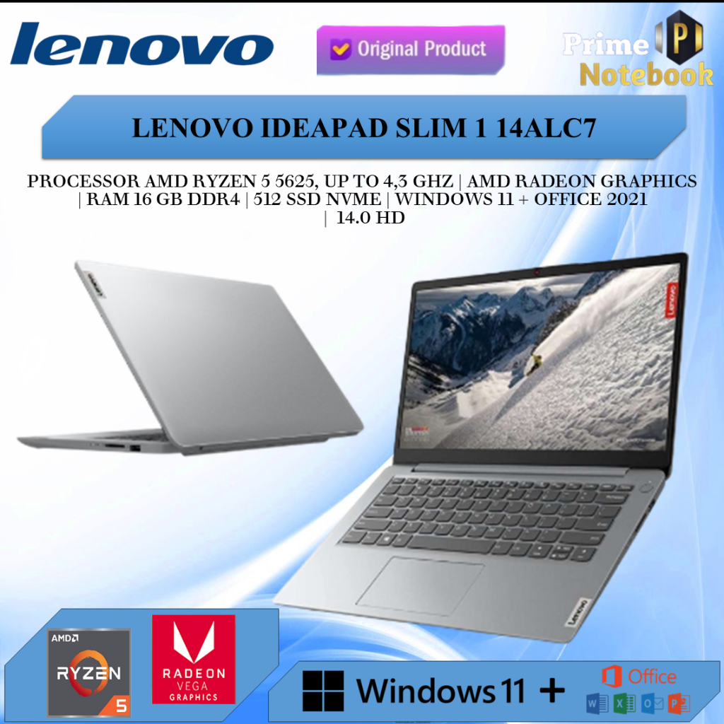 Lenovo Ideapad Slim 1 14 Ryzen 5 5625 16Gb 512Gb W11+Office 2021 14.0