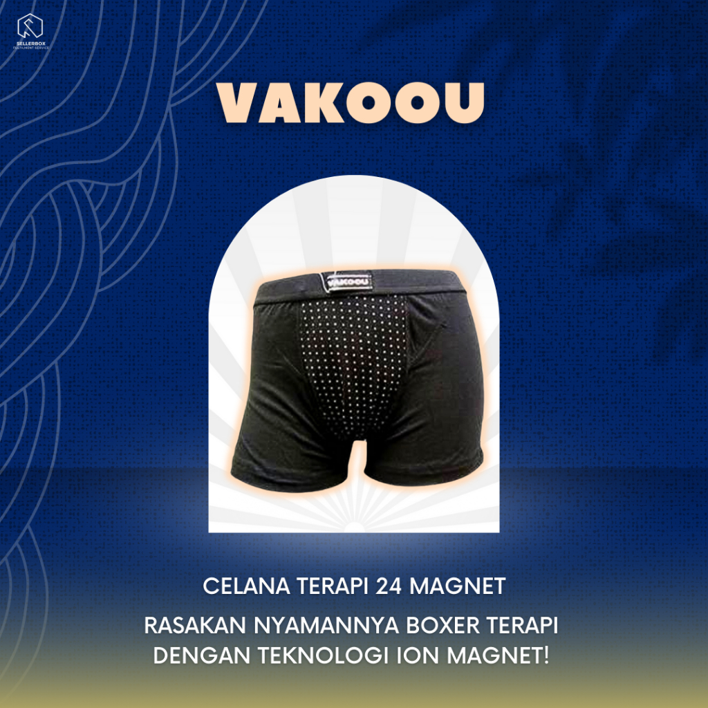 Celana Dalam CD Boxer Underware Vakoou Vakau Terapi Theraphy Keperkasaan Kesehatan Vitalitas Ion Mag