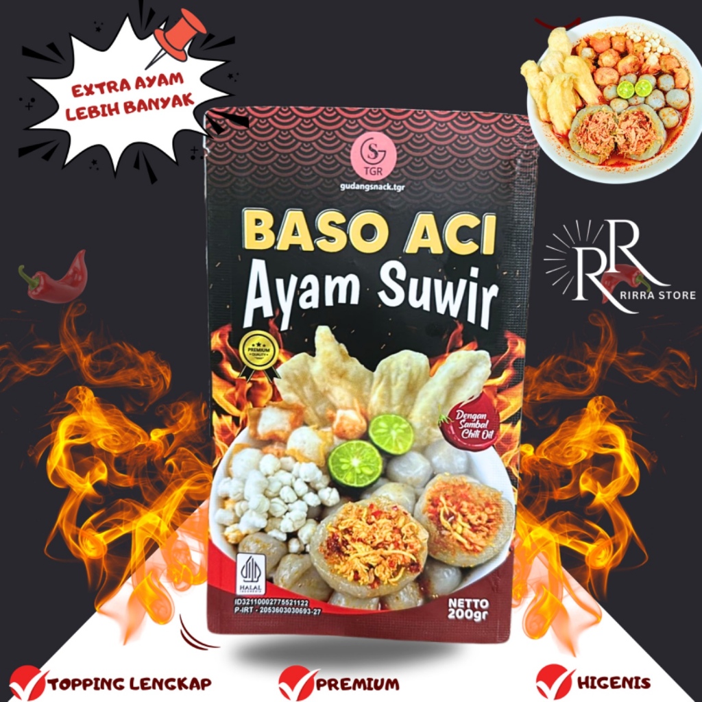 

[KEMASAN BARU] 1 Bungkus Baso Aci Ayam Suwir Pedas Hotpot Instan Cikur Cilok Food Frozen Limau Oil Paket Siomay Kuah Seblak