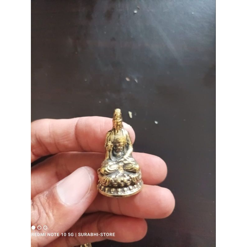 patung Dewi Kwan Im Kuan Yin logam mini Thailand