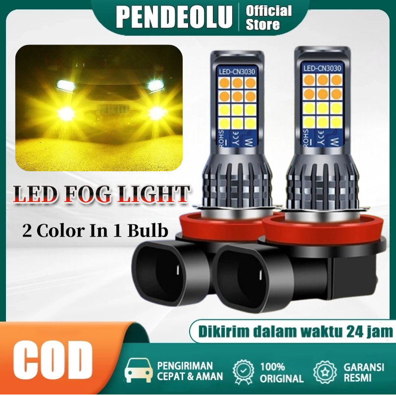2PCS Lampu LED Mobil H4 Super Terang Lampu LED Putih H11 Two Color 24SMD untuk Headlight / Fog lamp 