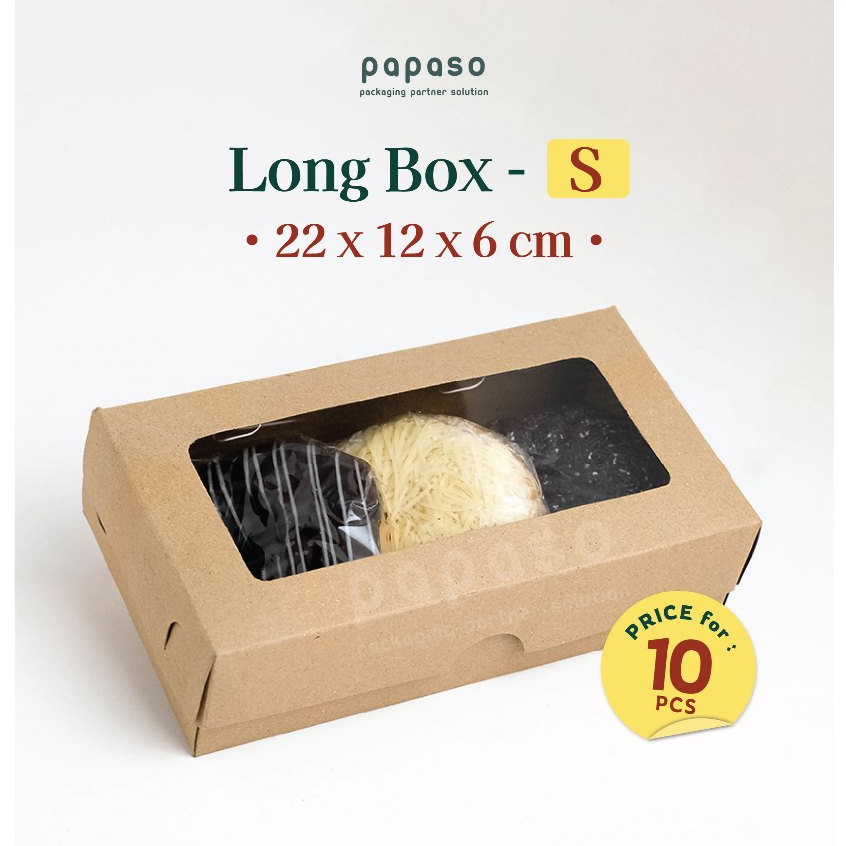 

Box Brownies / Long Box / Kotak (LBB-S-WINDOW) Kraft Full Laminating (Min. Order 1pack/10pcs)
