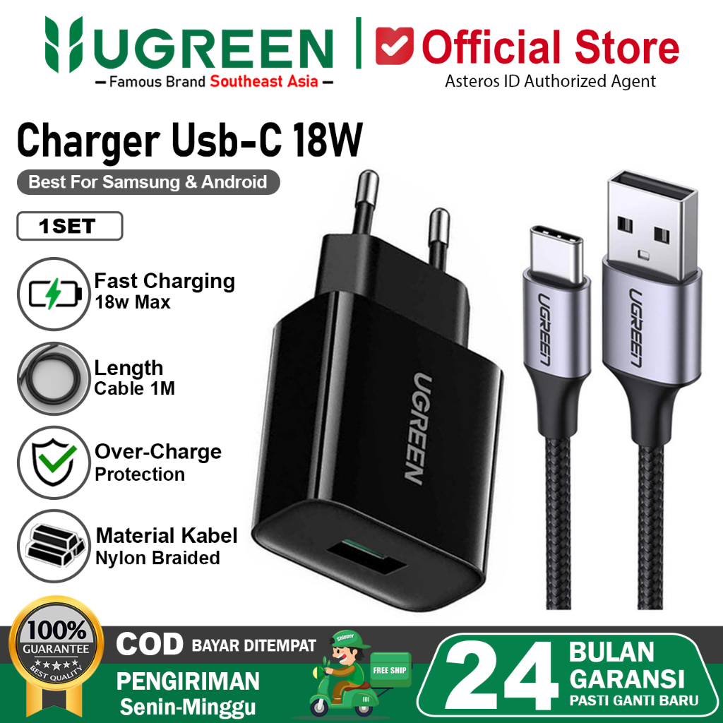 UGREEN Charger USB Type C Fast Charging Samsung Xiaomi Oppo 18 Watt