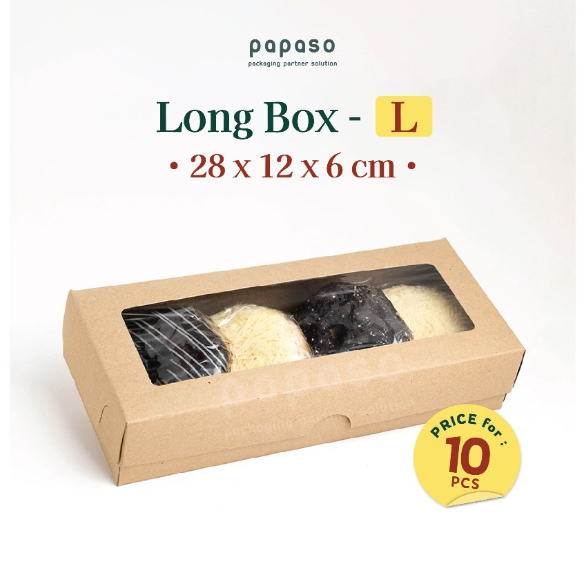 

Box Brownies / Long Box / Kotak (LBB-L-WINDOW) Kraft Full Laminating (Min. Order 1pack/10pcs)