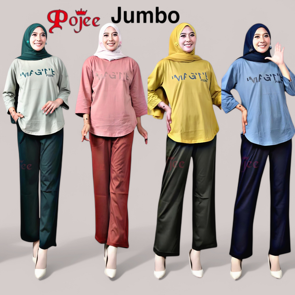 ONE SET POJEE ORIGINAL MOTIF JUMBO | SETELAN KAOS CELANA COTTON COMBED 20S PREMIUM