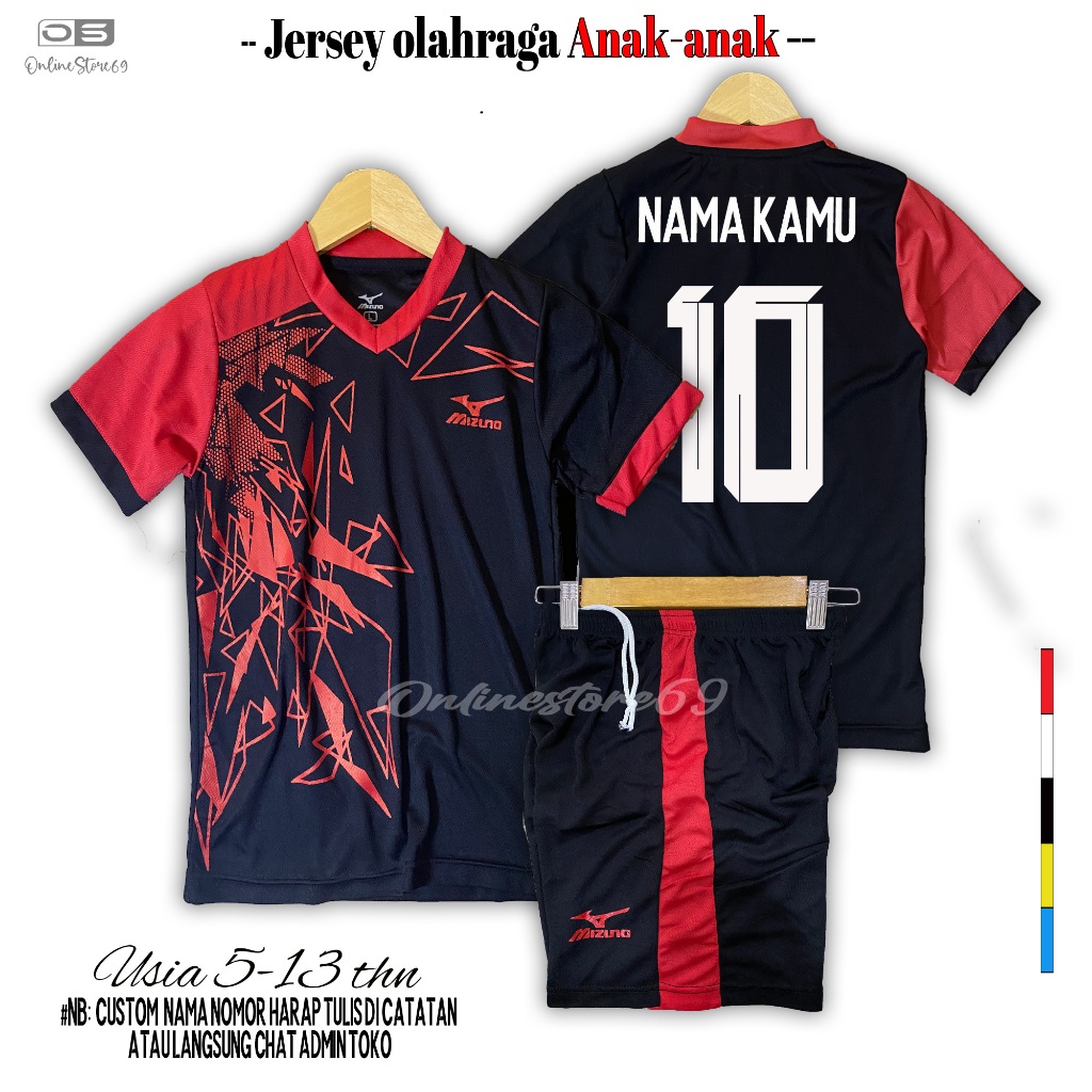 SETELAN BAJU VOLLY CUSTOM NAMA / BAJU FUTSAL ANAK-ANAK CUSTOM NAMA /KAOS BADMINTON SABLON NAMA