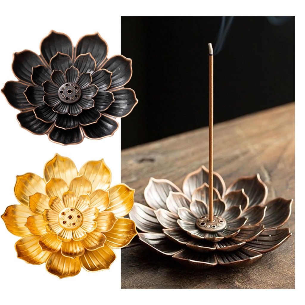 Tempat Bakar Dupa / 2 Layer incense holder / Hio Stik Bentuk Bunga Teratai 6 Lubang