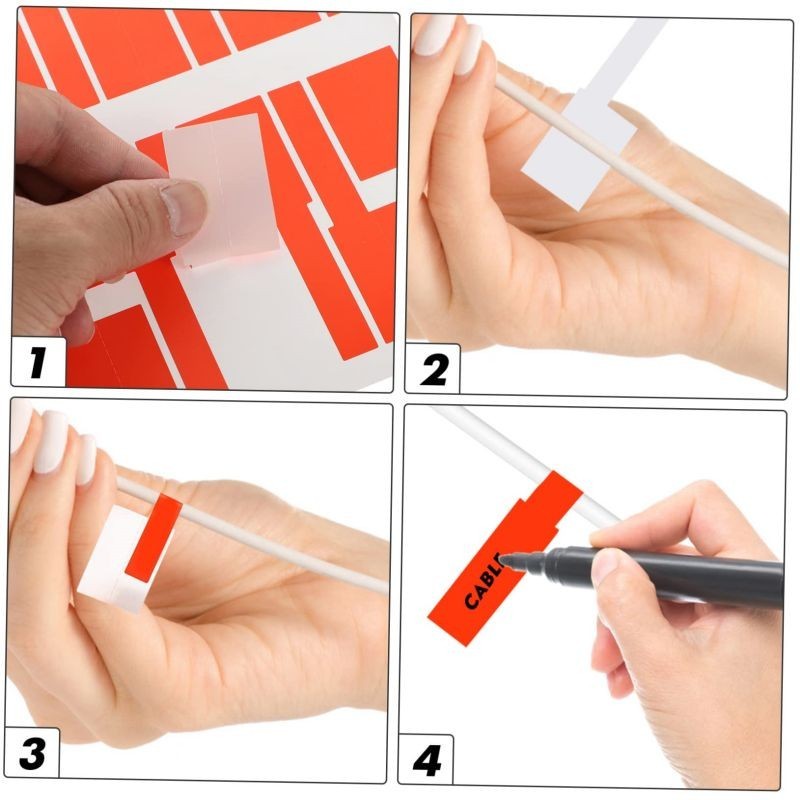 

H7Y 10lembar Stiker Label Kabel Jaringan 300pcs Cable Tag Sticker Anti Air Penanda Kabel Listrik