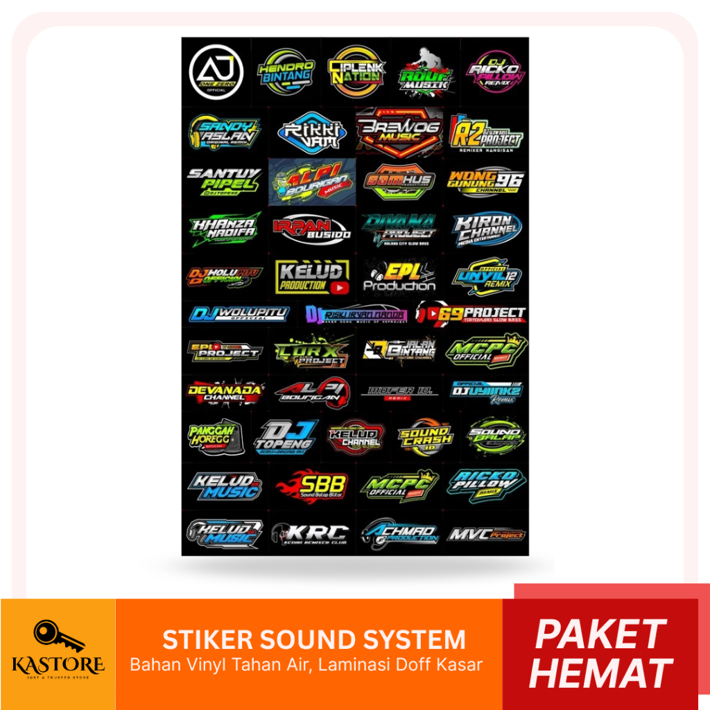 Stiker Remixer DJ - PAKET HEMAT Isi 45 Stiker - 69 PROJECT AJY ONE ZERO MCPC