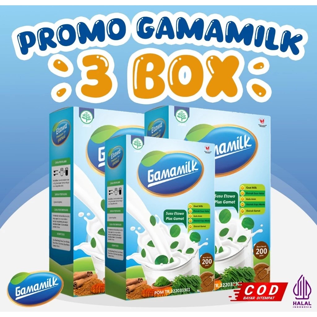 

PAKET HEMAT 3 BOX GAMAMILK - Susu Kambing Etawa Plus Ekstrak Gamat - HALAL Dan BPOM