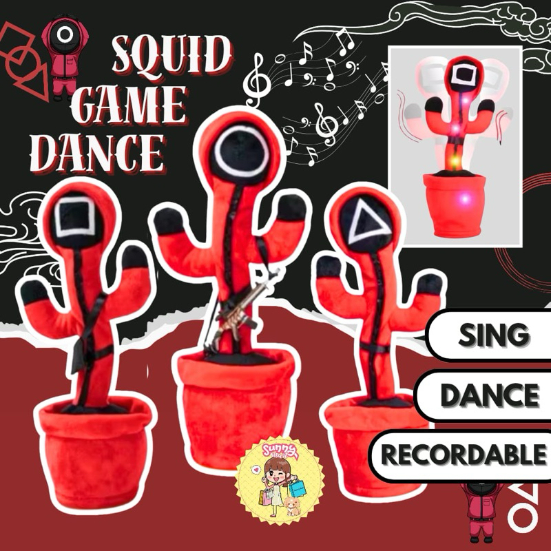 Kaktus Joged/Boneka Squidgame Kaktus Berbicara Goyang Merekam Suara/Mainan Squidgame/Mainan Boneka K