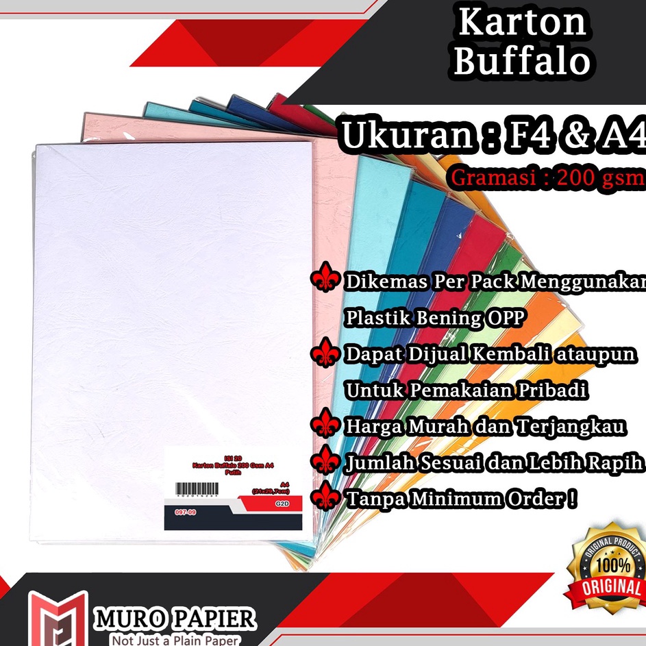 

PER PAK ISI 2 Karton Buffalo 2 gsm A4 F4 by Muro Papier
